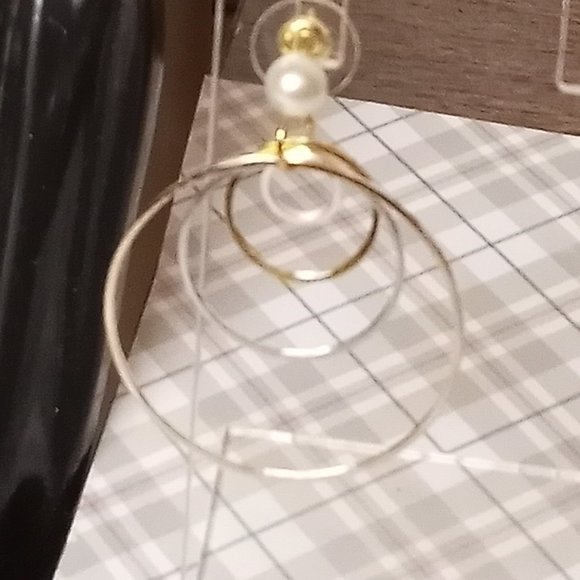 Home made/handmade Metal Stud Earrings with Metal Hoops Gold & Silver Tone #65 - Picture 8 of 9